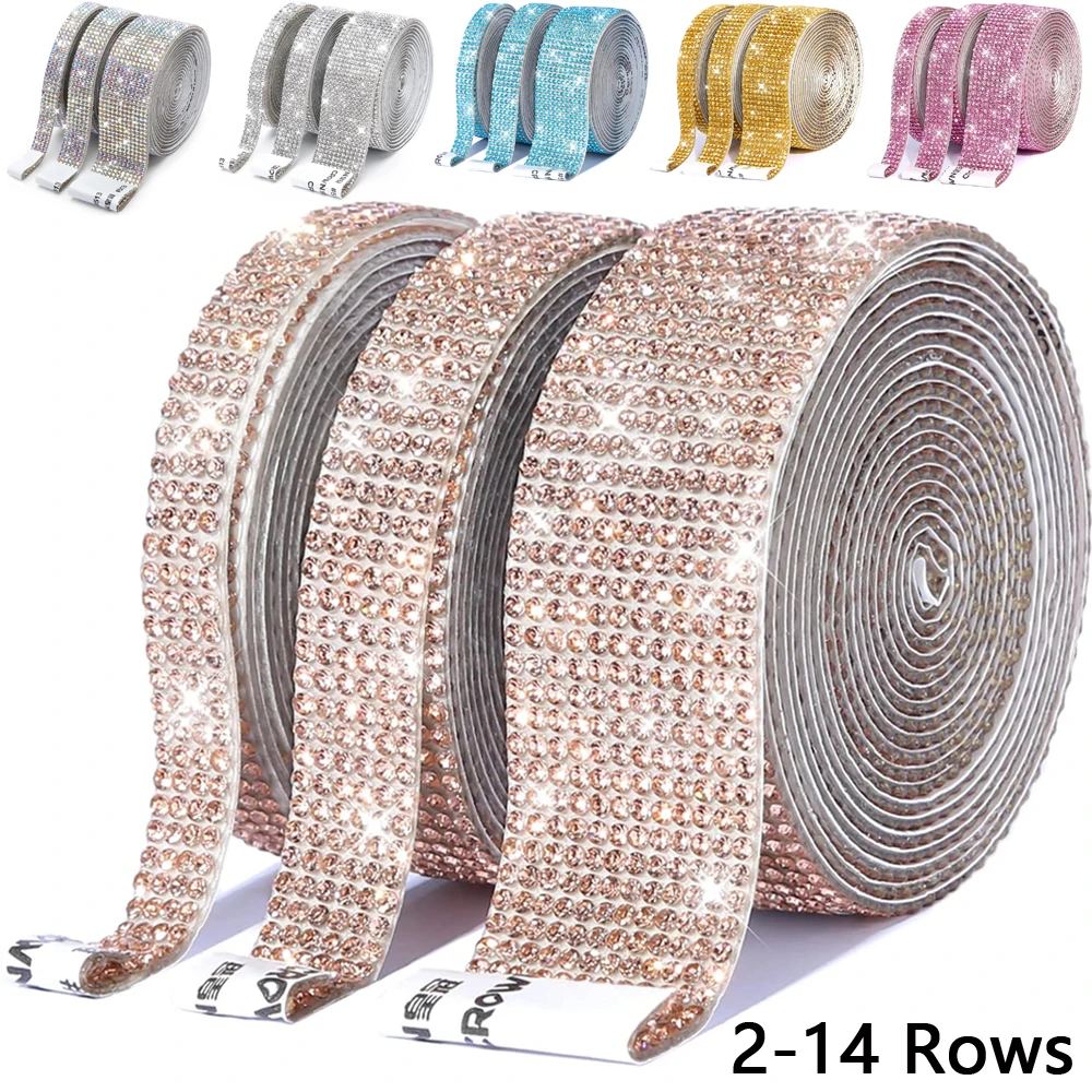 1/5/10Yards Self Adhesive Rhinestone Ribbon Bling Crystal Diamond Ribbon Roll Wrap Glittering Rhinestones Sticker for Decoration