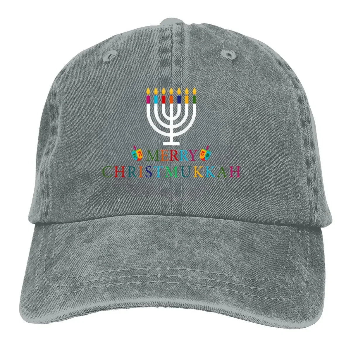 Happy Hanukkah Pattern Multicolor Hat Peaked Women's Cap Dreidel Menorah Christmas Personalized Visor Protection Hats