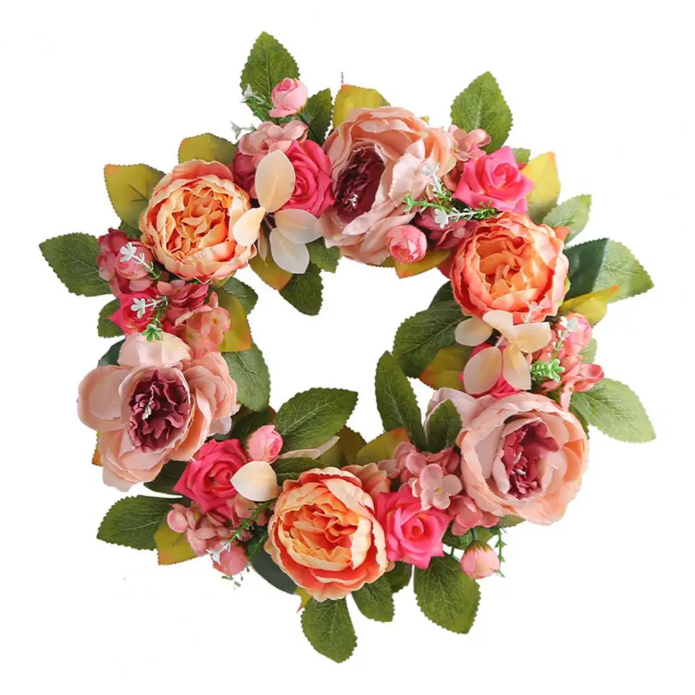 

Door Wreath Eye-catching Fade Resistant High Simulation Artificial Rattan Hoop Garland Garden Decor