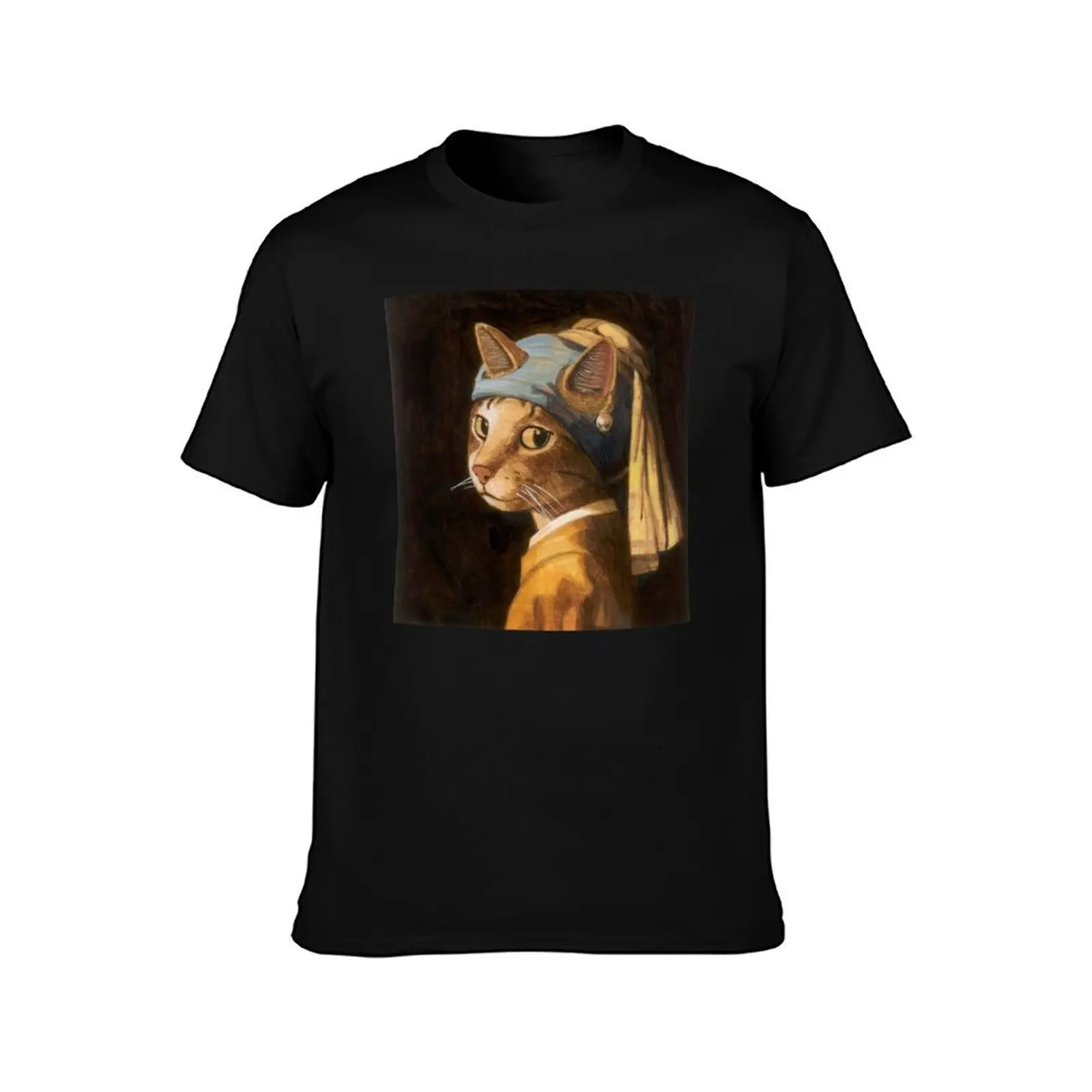 Cat With a Pearl Earring T-Shirt All Weather Casual Short Sleeve