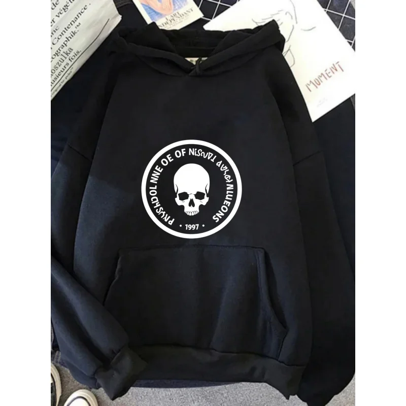Sudadera con capucha para hombre con estampado de calavera negra Uno de Nesquik 1997 Sudadera de calle informal de algodón de alta calidad para uso diario y moda O