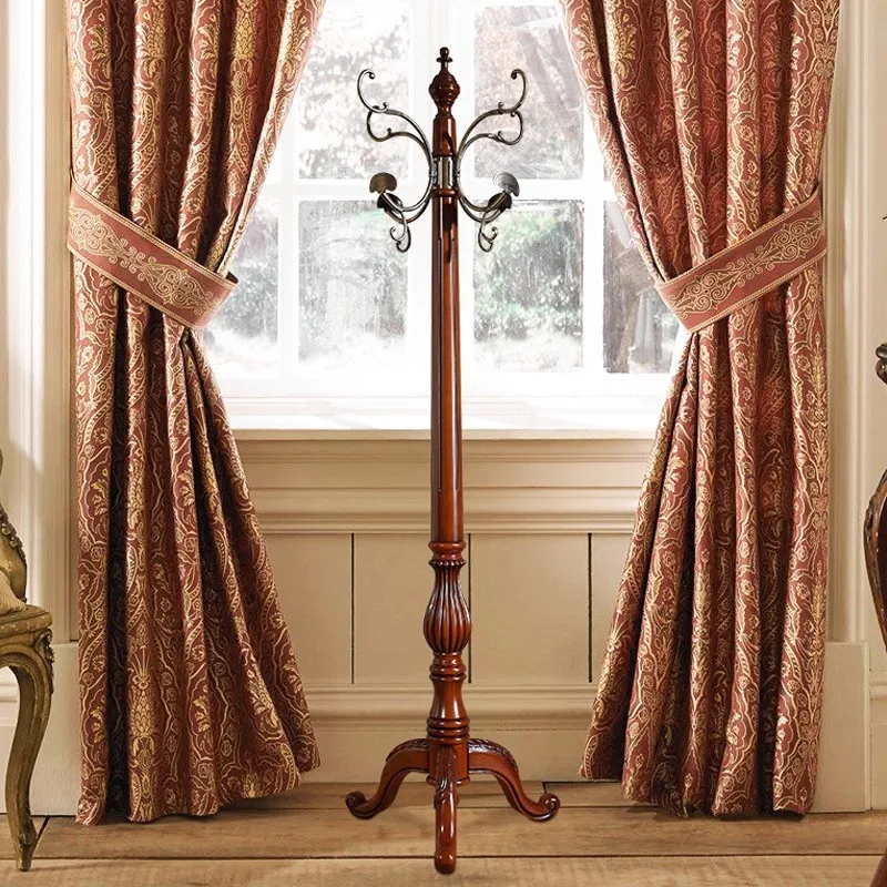 

American Country Solid Wood Coat Rack - Freestanding Retro European-Style Beechwood Clothing Hanger for Bedroom