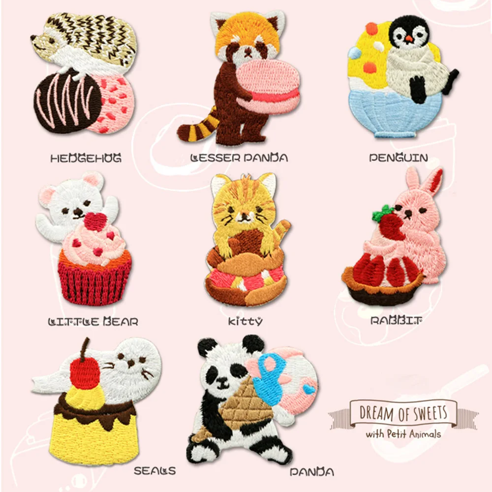 Cartoon Animal Fabric Stickers, Embroidery Stick On Stickers, Panda, Hedgehog, Seal Rabbit, Accessories, 1 Pc