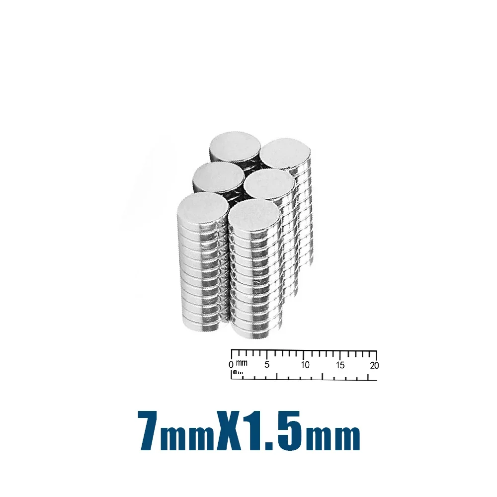 50/100/200PCS 7x1.5mm Mini Round Super Strong Neodymium Magnets N35 Powerful Fridge Magnets Magnetic Sheet Fishing Magnet image 5
