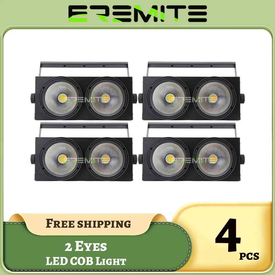 Éclairage Blinder LED COB blanc froid et chaud, éclairage de scène DMX, 2 yeux, 200W, 2 en 1, 2x100W, fête de mariage, bar, pas de taxe, 4 pièces