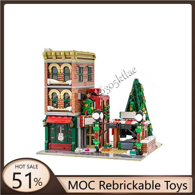

1658 Parts MOC City Street Views Modular Winter Building Block Diy Educational Assembly For Children Toys Popular Halloween Gift