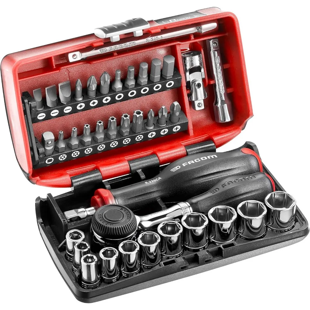 

R.360NANOPB Socket Set, 1/4" Drive, 38 Pieces