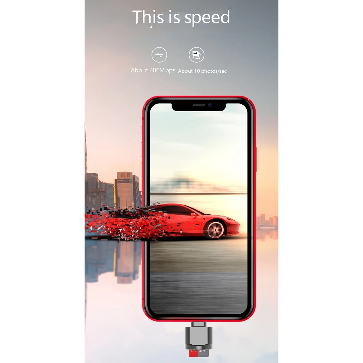 Lettore di schede Mini per lettore di schede adattatore di memoria OTG esterno Micro-SD per IOS 13 14 iPhone 12/Mini/Pro Max Gold