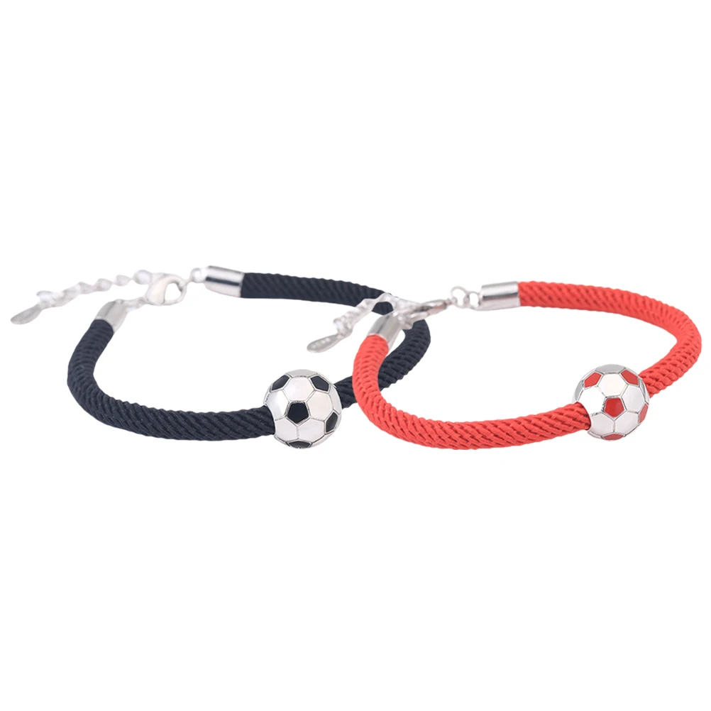 

2 Pcs Men Football Bracelet Wrist Band Adult Soccer Wristband Trend Sports Bracelets Copper