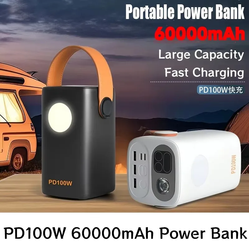 

60000mAh PD100W Power Bank Fast Charging External Battery Large Capacity for iPhone Camping Equipment