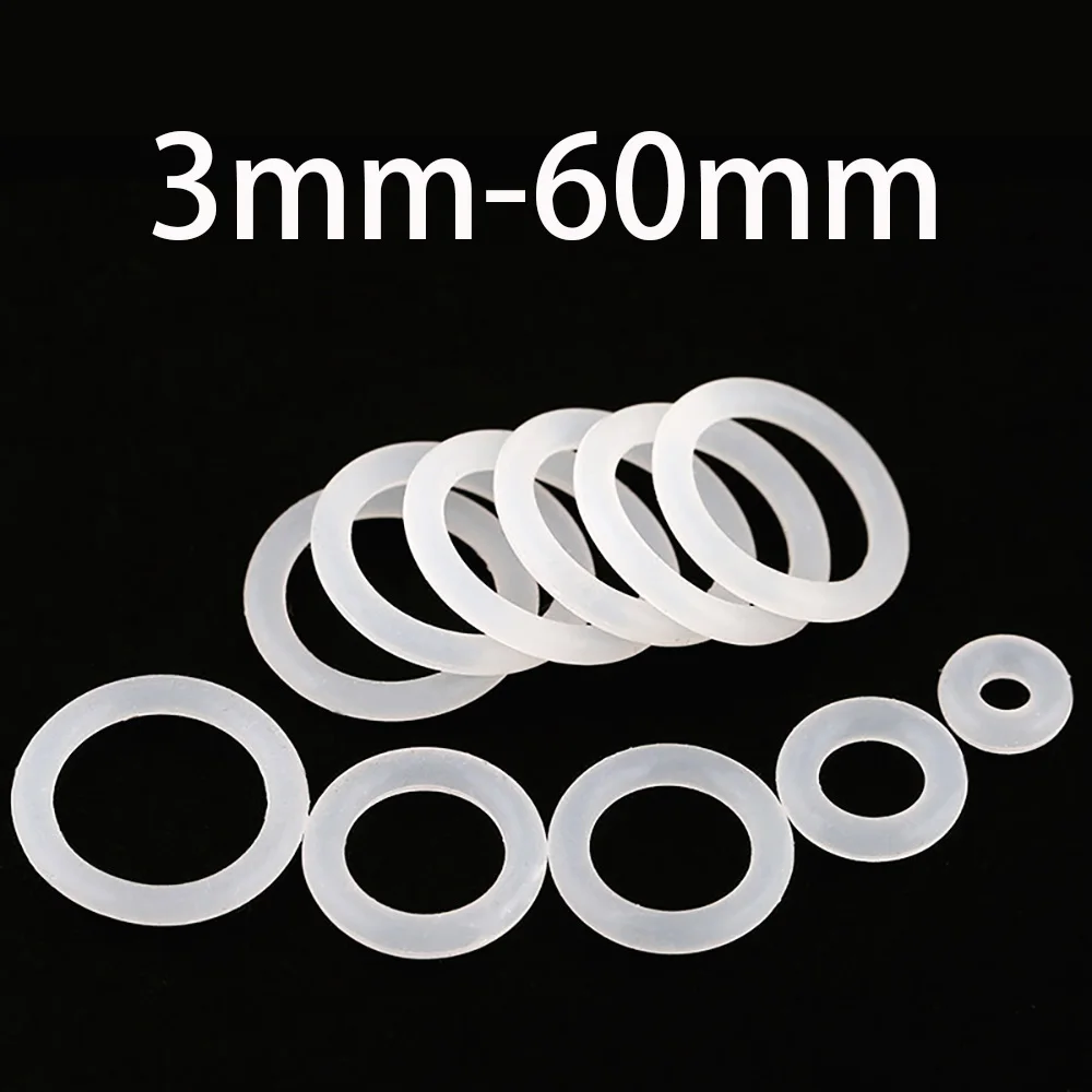 OD 3mm-60mm Silicone Rubber Round Washer White Waterproof Insulate   O Shape Seal Gasket Nontoxic Silicone Rings