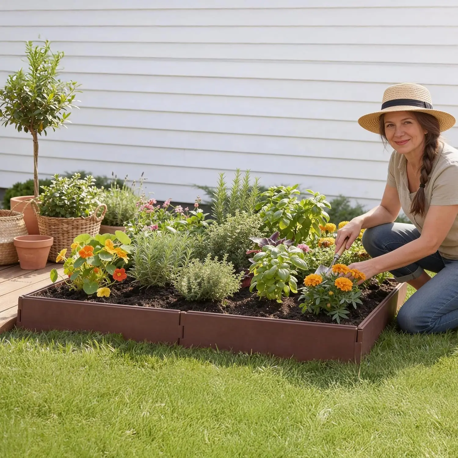 

Приподнятая грядка с 8 регулируемыми панелями