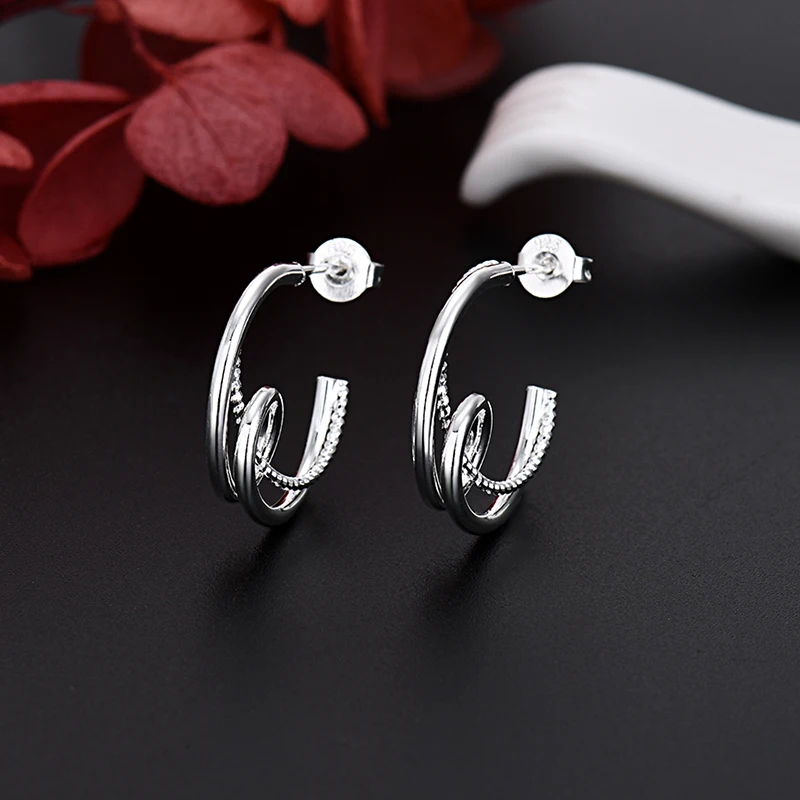 

KCRLP Luxury 925 Sterling Silver Chain Earrings stud for Women fashion Party Wedding designer Jewelry Christmas Gifts