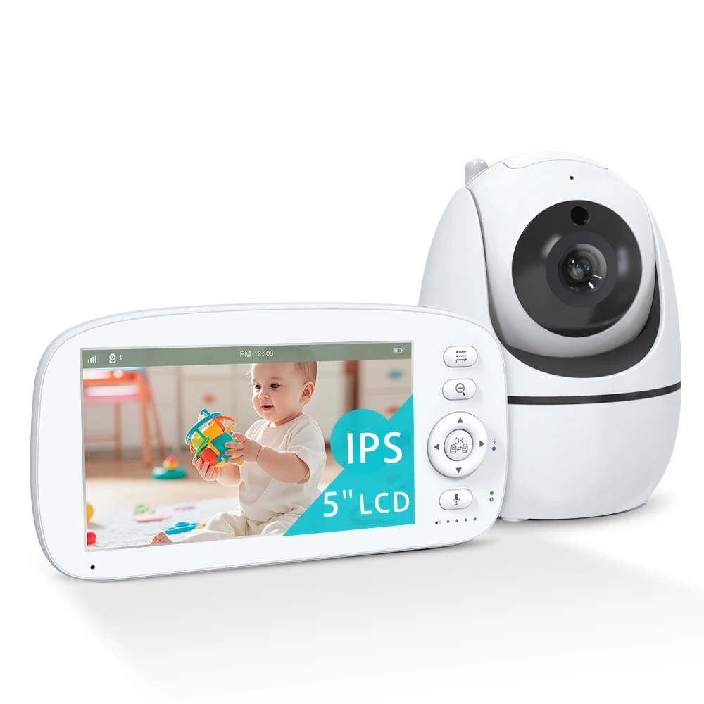 

New 5 inch Video Baby Monitor with Camera and Audio 2X Zoom Night Vision Security Babysitter VOX Wake Up USB Charge 2 Way Audio
