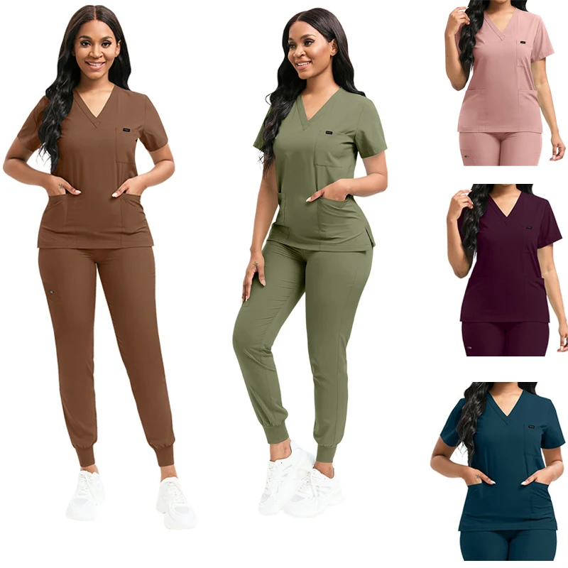 Uniformes médicos das mulheres, Conjuntos de esfrega, Vestidos cirúrgicos hospitalares, Médicos Enfermeiros Acessórios, Clínica Odontológica, Spa Workwear Roupas