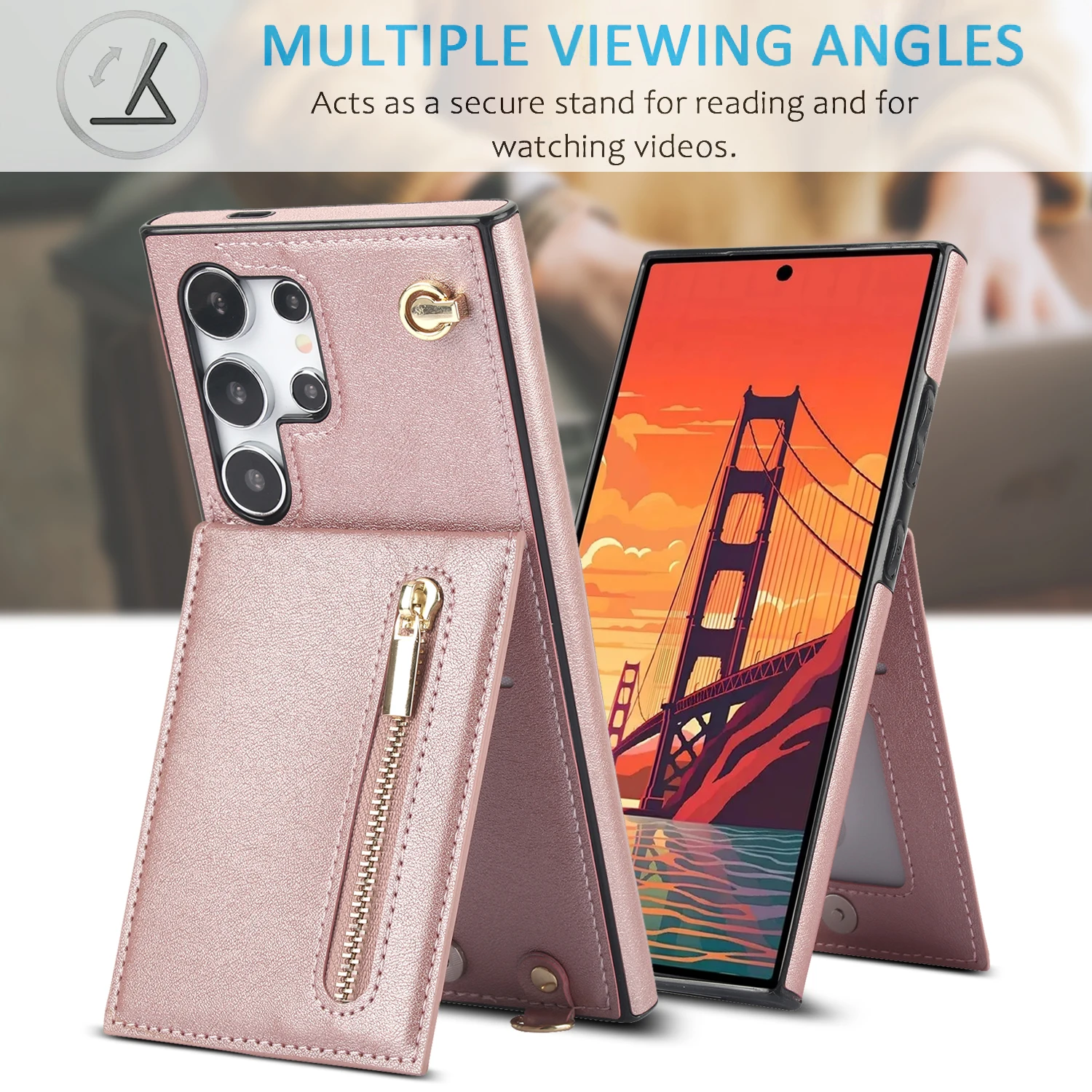 For Samsung Galaxy S25 S24 S23 S22 FE Note 10 20 Ultra Plus Case Crossbody Lanyard Zipper Wallet Card Slot Strap Kickstand Cover