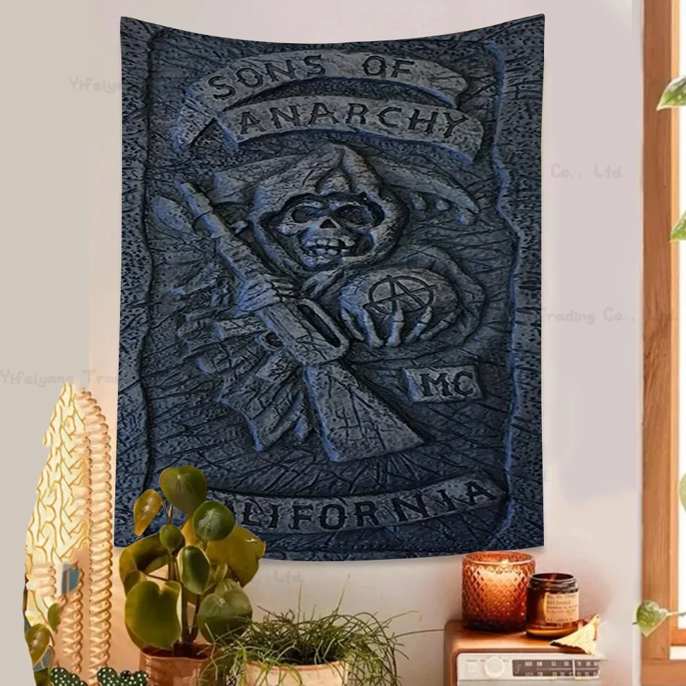 American TV Sons Of Anarchy Chart Tapestry Art Science Fiction Room Home Decor Cheap Hippie Wall Hanging