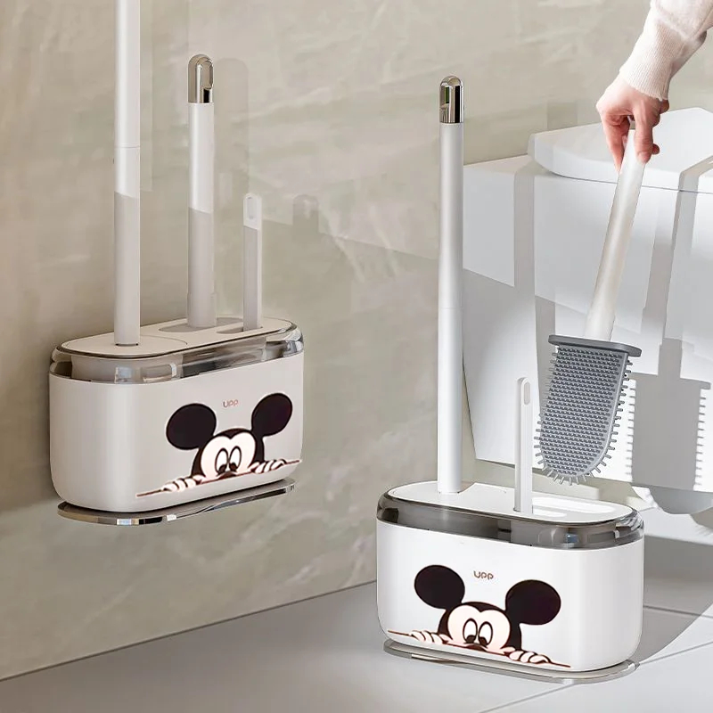 

New Disney Mickey Creative Animation Character Cartoon Toilet Brush Set Exquisite Cute Kawaii Bathroom Cleaning Brush Wholesale