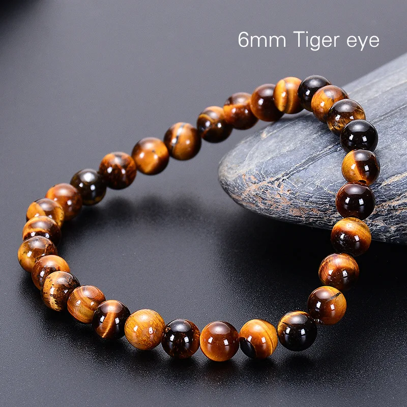 OAIITE 4-10mm Tiger Eye Stone Bracelet Men Natural Stone Beads Reiki Healing Bracelets for Women Yoga Jewelry Meditation Gift