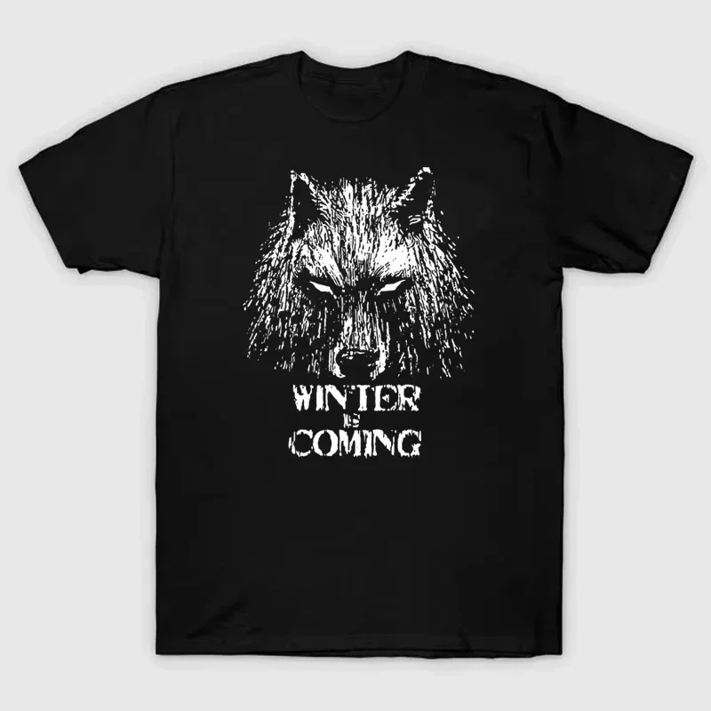 

Winter Is Coming Wolf Graphic T-Shirt Men Women Cotton Crew Neck Short Sleeve Tee Tops