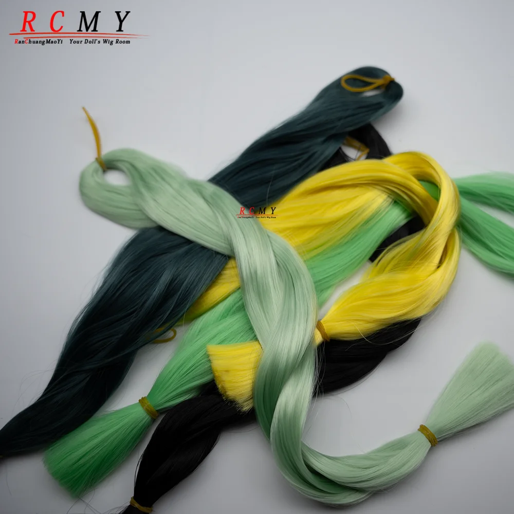Rcmy bjd/sd boneca de cabelo enraizamento perucas de seda de leite transplante de cabelo mão-crochê luz azul ouro preto boneca acessório de cabelo