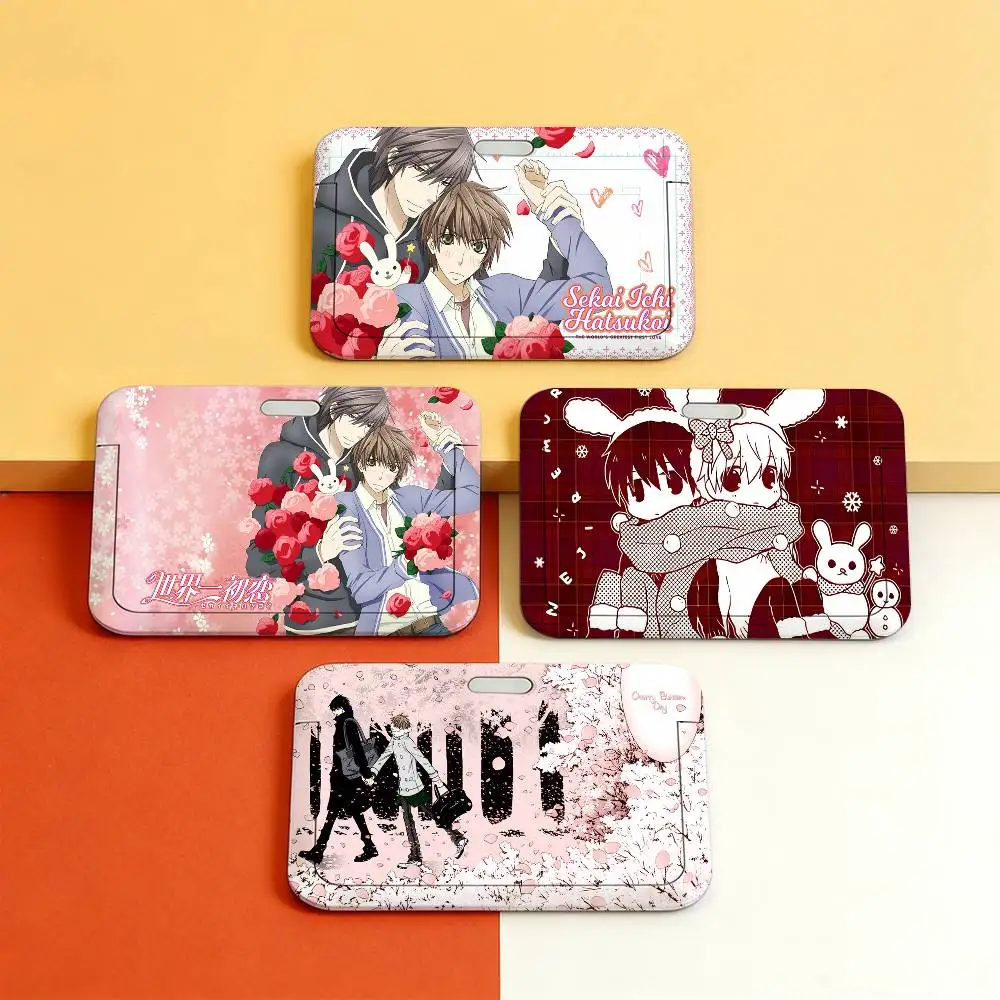 

Прозрачный пластиковый держатель для карт Sekai-ichi Hatsukoi Anime BL G с выдвижной крышкой и шнурком для рабочего пропуска/удостоверения личности/бейджа