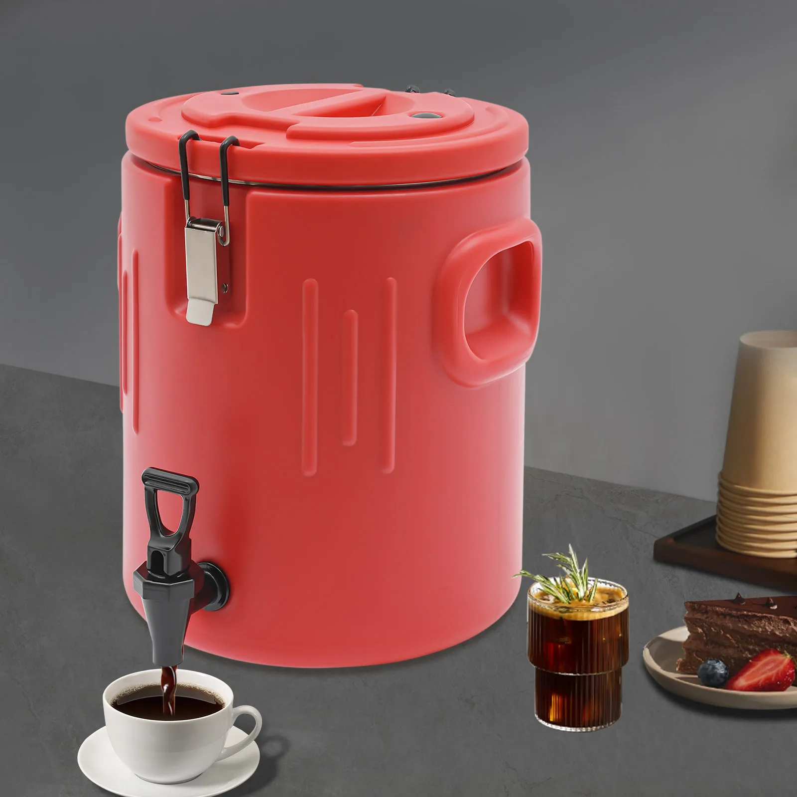 

Портативный изолированный диспенсер для напитков большой емкости 20 л с патрубком, охладитель для напитков для вечеринок для пикников на открытом воздухе, задняя дверь, кемпинга