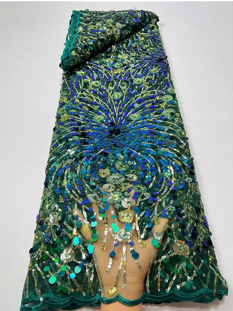 

1yard Small flower sequin embroidery tela new gauze fabric for clothing wedding Dress cheongsam fabrics