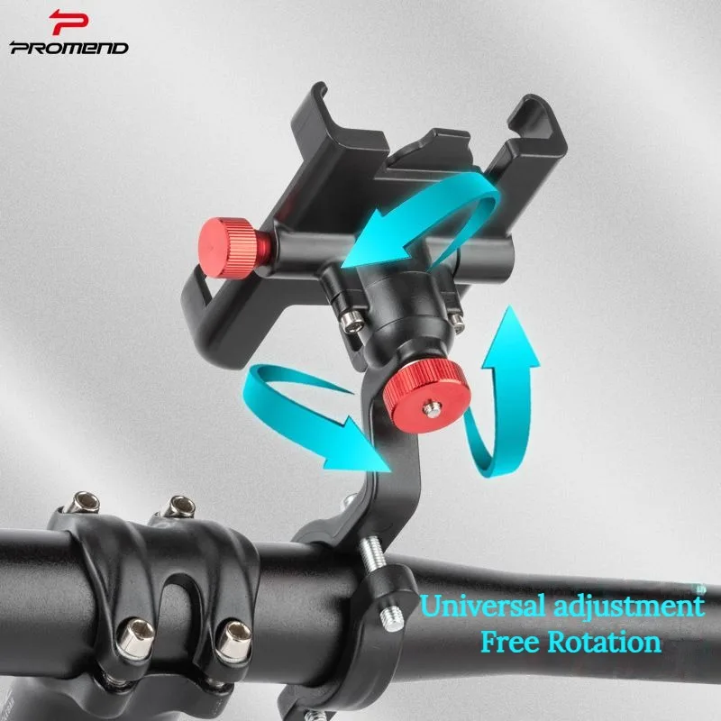 Promend 360° Rotation Aluminum Alloy Bike Mobile Phone Holder Adjustable Cycling Bracket Motorcycle Bicycle Phone Mount