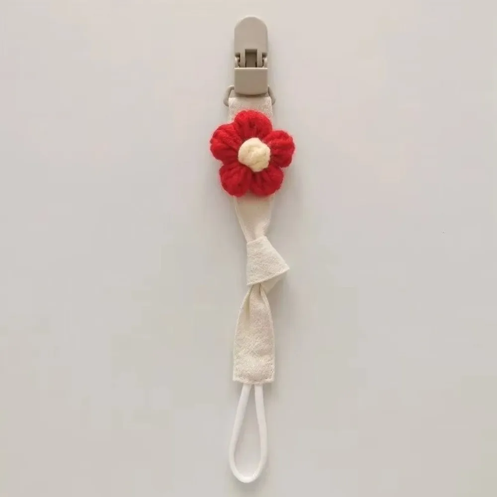 Aesthetic Cute Flower Dummy Nipple Holder Plastic Anti-drop Baby Pacifier Chain Plaid Colorful Embroidery Pacifier Clips Newborn