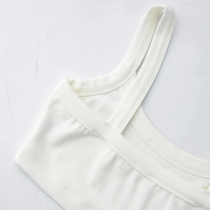 Gestrickte Baumwolle Frauen Rohr Top Stretchy Rippen Ärmellose Streetwear Schlank Weiß Crop Tops Sexy Sommer Tops Cami Femme – Detail 11