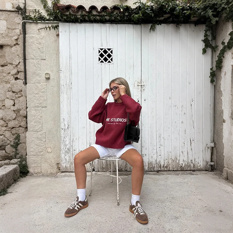 

Y2K Comfortable Fashion Top Letter Printing Oversized Long Sleeve Crew Neck Sweater Men Women Autumn Winter Casual Streetwear