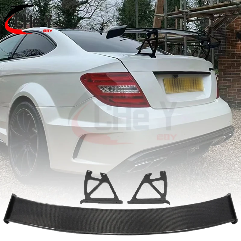 For Mercedes Benz W204 C63 AMG Coupe 100%Real Carbon Fiber Black Series Trunk Spoiler Rear Wing 2Door 4Door 2007-2014 BS Style