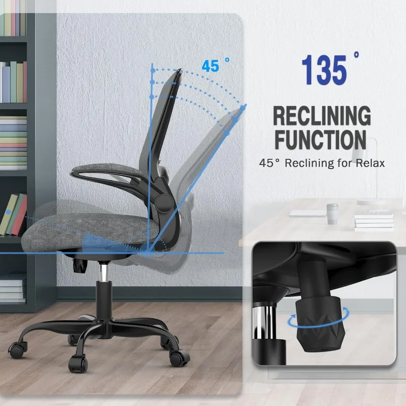 Office Chair, Ergonomic Adjustable Lumbar Support, High Back Mesh Computer Chair