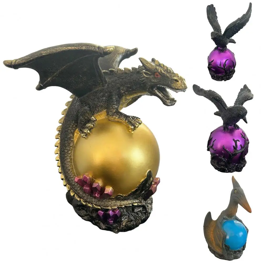 

Style Lamp Led Table Lamp with Raven Figurine Glowing Orb Desk Lamp for Halloween Decor Mysterious Crow Night Light Sculpture