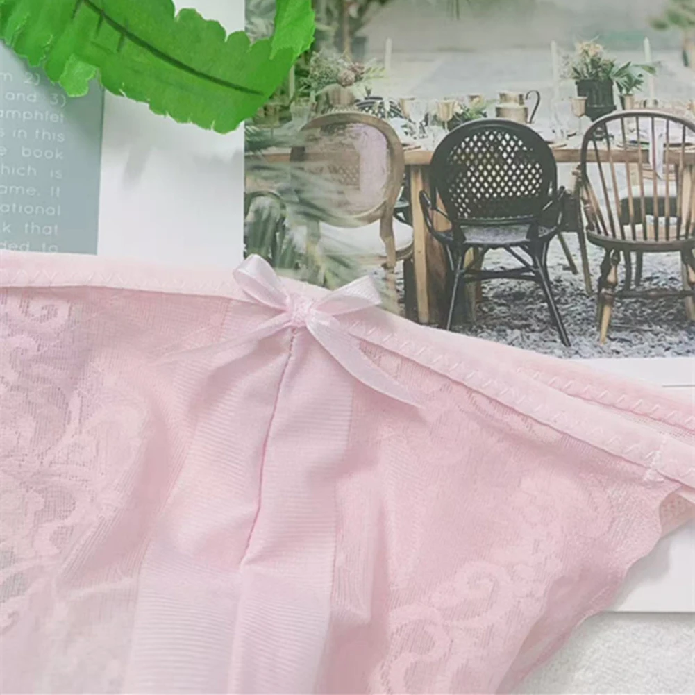 

Sexy Hot Mens Summer Thin Cooling Panties Seamless Lace Temptation Thongs G-String U Convex Pouch Underwear