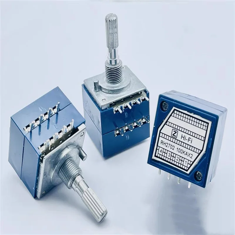 1Pc 27 Type 8Pin Precision Chip Resistor Enthusiast Stepping Japan ALPS RH2702 50KA100KA250KA Double Volume Potentiometer Knurl