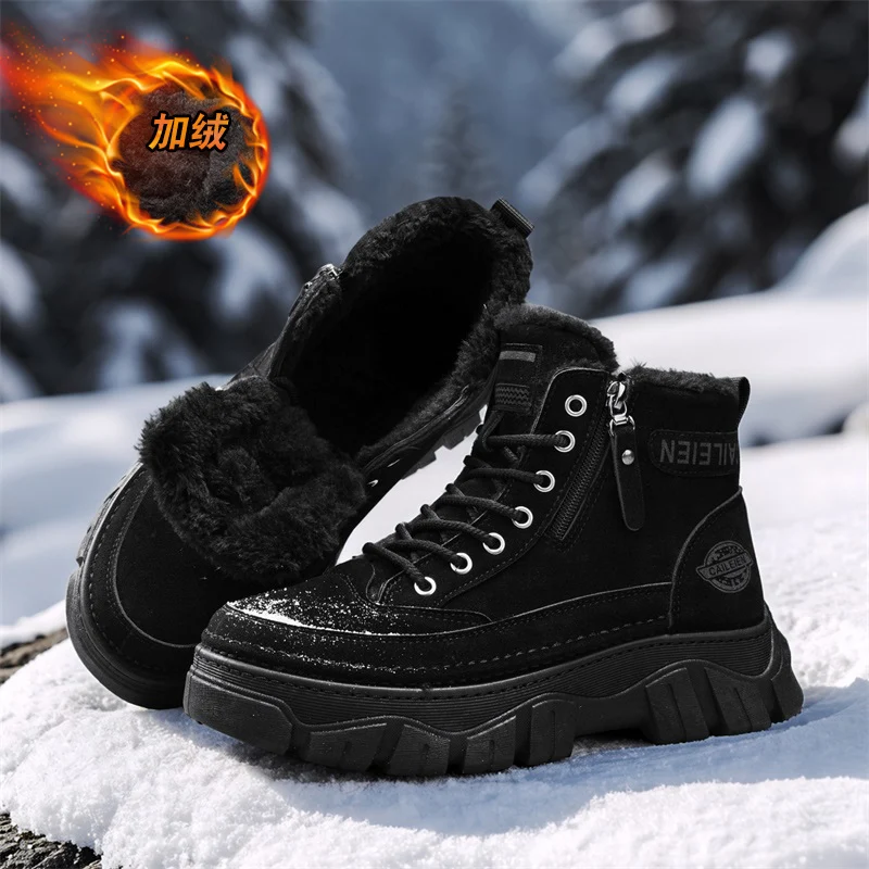 Men's High-Top Boots Winter British-style Comfortable Warm Boots Sneakers Fashion Work Shoes for Men New Anti Slip Sports Shoes