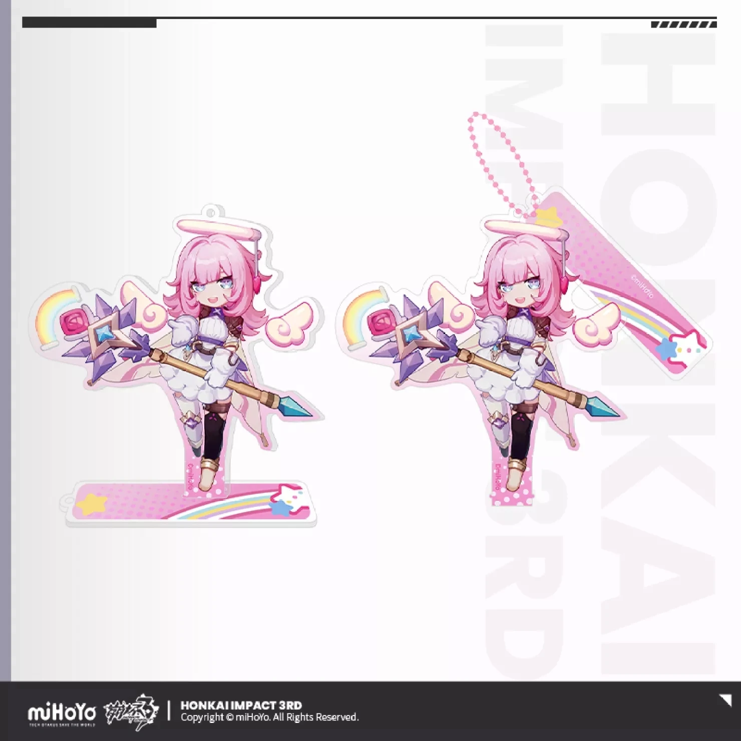 3D Game Honkai Impact 3 Elysia Cosplay Pink Miss Cartoon Pendant Ornament Anime Accessories Acrylic Keychain Xmas Holiday Gifts