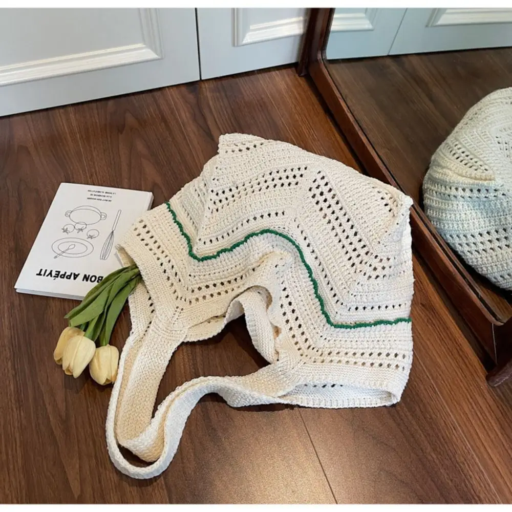 Neue handgemachte Häkeltasche Boho Hohl gestrickte Einkaufstasche Freizeit große Kapazität Weben Umhängetasche Reisen