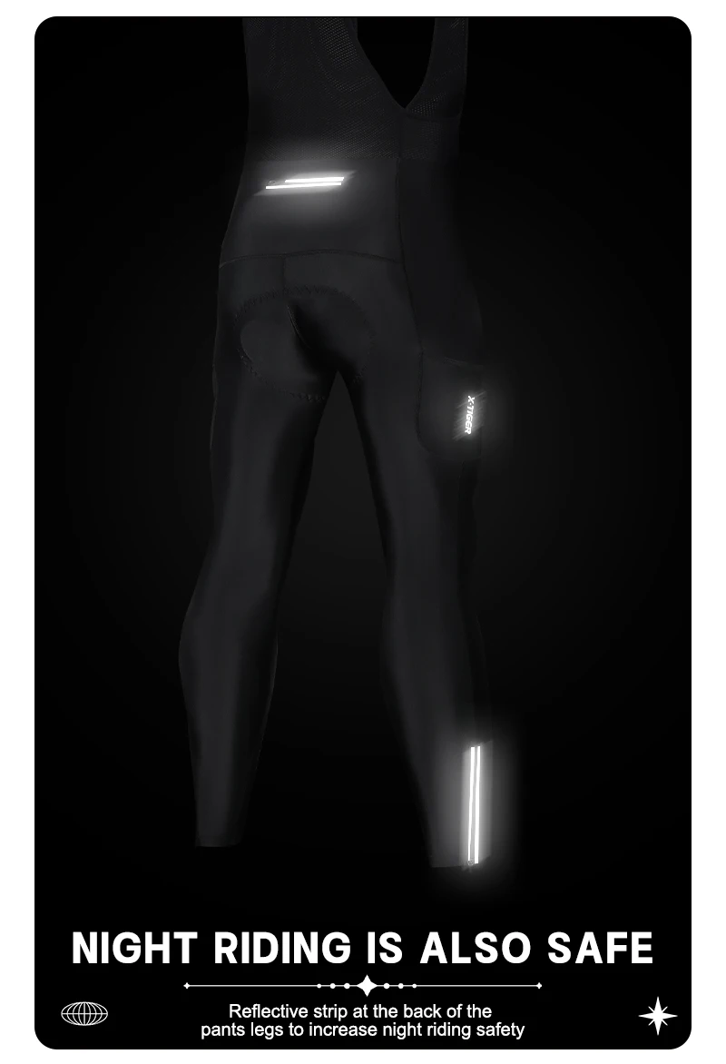 X-TIGER Herren-Radhose mit Trägern, Winter-Kälteschutz, Wärmehaltend, Atmungsaktive Woll-Radtrikots, 5D Gel-Polster, MTB- und Rennrad-Hose – Detail 5