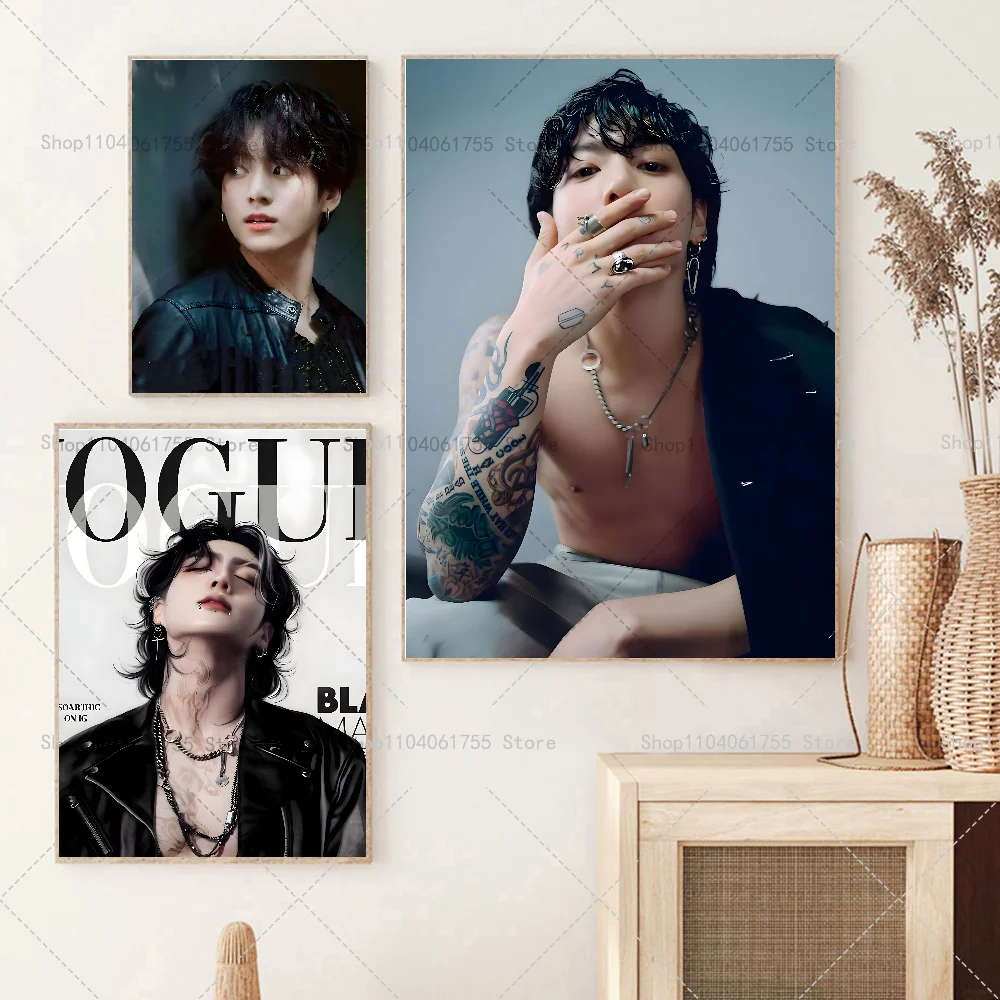 1PC J_JungkookS Singer Poster Self-adhesive Art Waterproof Paper Sticker Coffee House Bar Room Wall Decor