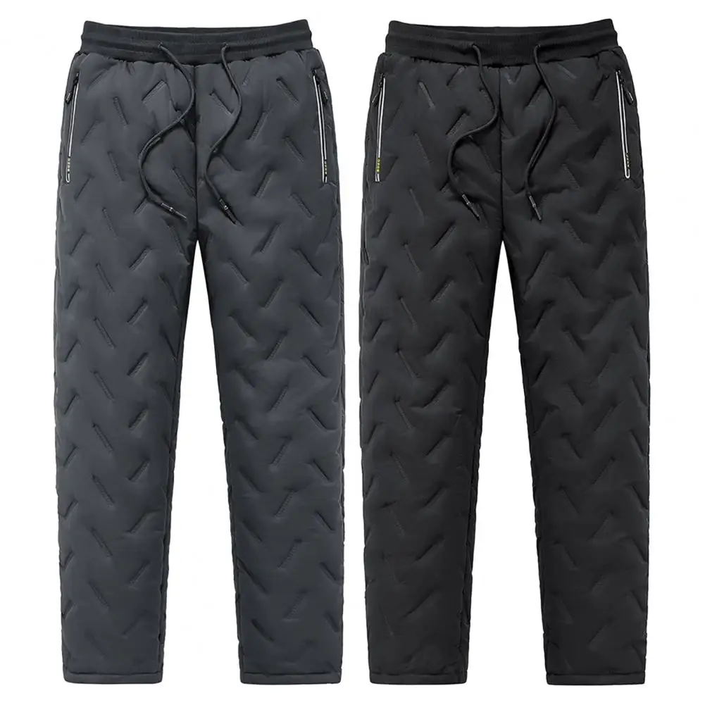 Pantalones de terciopelo forrados de forro polar grueso para hombres, bolsillos con cremallera, pantalones de chándal de invierno, pantalones deportivos casuales con forro de felpa