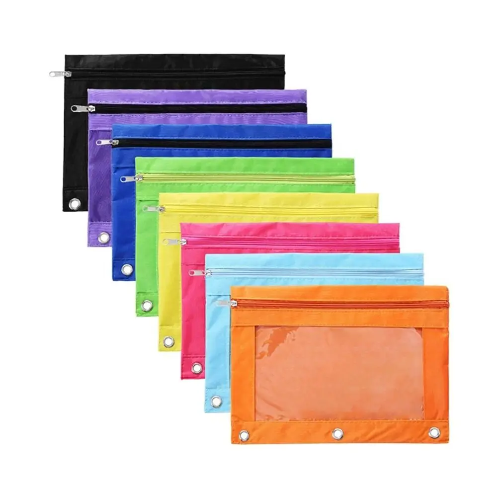 

Zippered Binder Pencil Pouch Pen Case with 3 Rings School Office Supplies File Holder Storage Bag Filing Products B5 Stationery