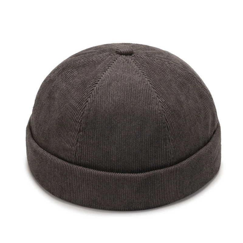 Cappelli a cuffia in velluto a coste autunno inverno Cappello da padrone di casa tinta unita Streetwear Cappello senza tesa Hip Hop Berretto Docker regolabile all'ingrosso