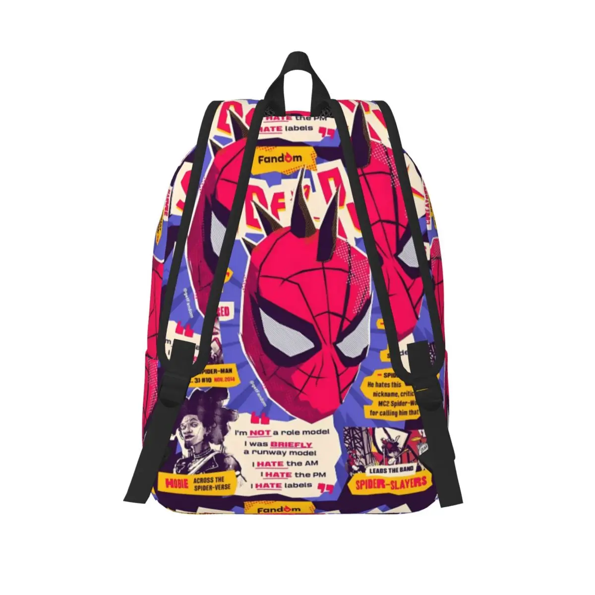 スパイダーパンクスパイダーマン漫画バックパック学生ユニセックスポリエステルカレッジバックパック耐久性のあるストリートスクールバッグリュックサック