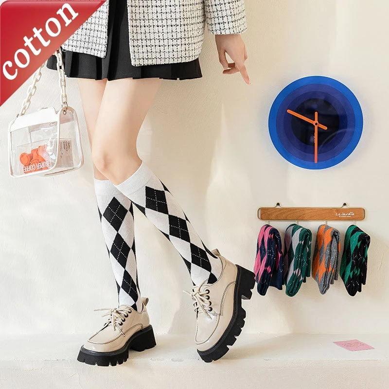 

Женские чулки в корейском консервативном стиле с бриллиантами JK в стиле ретро, милые кавайные длинные носки-трубочки, удобные дышащие хлопковые носки для девочек