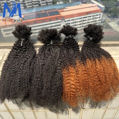Imagen 2 del producto Afro Kinkys a granel 100% cabello humano 30g/paquete de colores Afro rizado para extensiones de cabello con trenzas rastas Crochect Lock