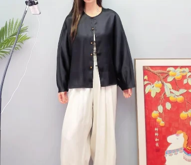 TAJIYANE 100% Mulberry Silk Shirt Women High Quality Xiangyun Sha Black Blouse Silk Cardigan Spring Tops for Woman Clothes 2026