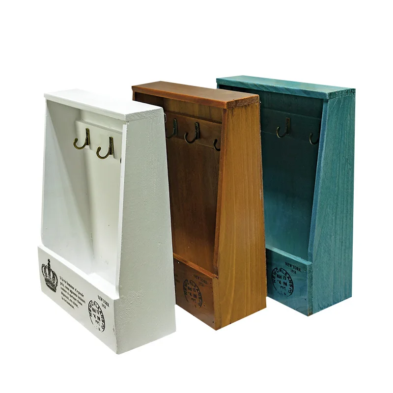 

Solid Wood Key Storage Box Wall Hanging Doorway Creative Home Entrance Key Holder Living Room Decorative Finishing Touch